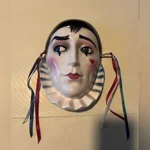 Clay Art Ceramic Face Wall Mask Male Pierrot Mime Made In USA